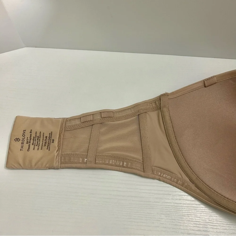 Thirdlove 24/7 Classic Strapless Bra Nude Color Size 34F - Picture 7 of 10